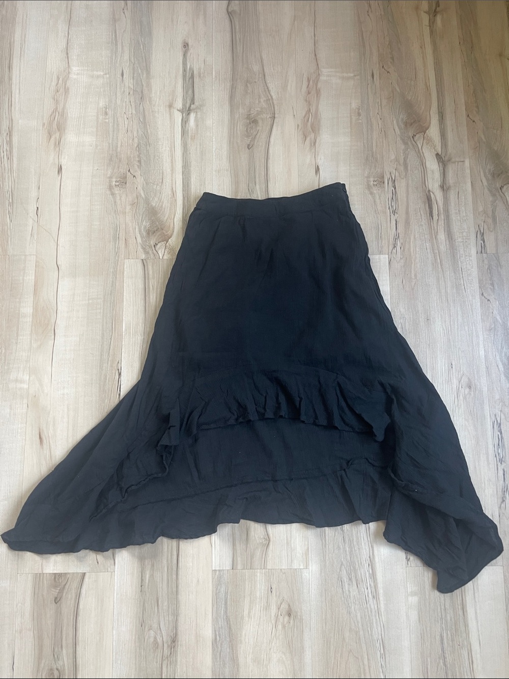 Free People Black High-Low Ruffle Hem Skirt